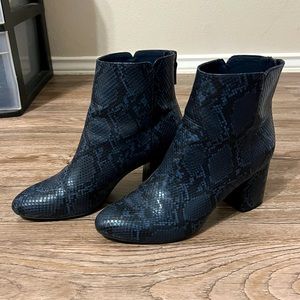 Old Navy Blue Faux Snakeskin Booties, size 11